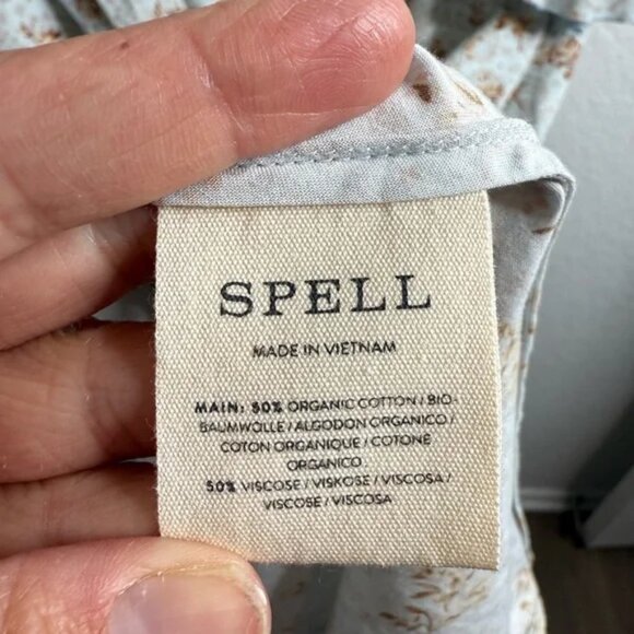 SPELL Gypsy NWOT Fleur Frill Bias Maxi flowy dress In Teapot Blue M - Picture 14 of 16